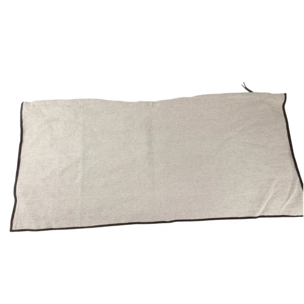 Crate & Barrel Bande Ivory Textured Stripe Linen Cotton Pillow Cover 36x16